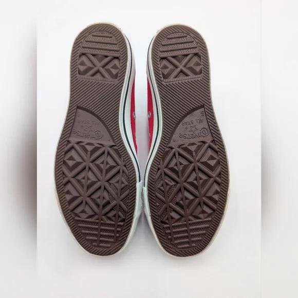 Converse Rebellion All Star Red Canvas Sneaker Women Sz 7 | Men Sz 5 Plaid Laces - Picture 13 of 17